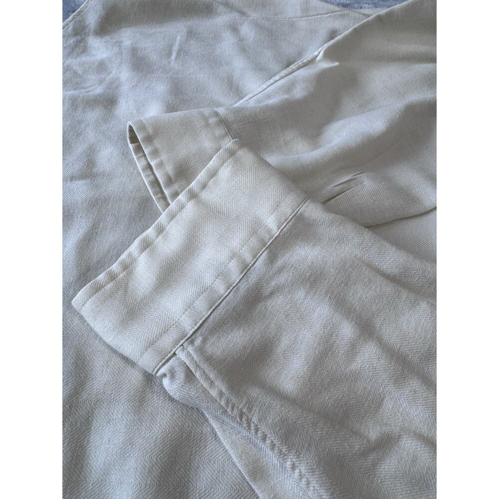 Ralph Lauren Mens XL Blake Button Down Shirt Cream Cotton Linen Relaxed Fit - Picture 12 of 14